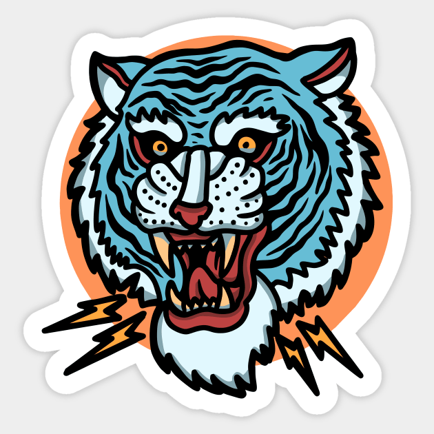 Retro Tiger Head Tattoo Design Sticker by SLAG_Creative